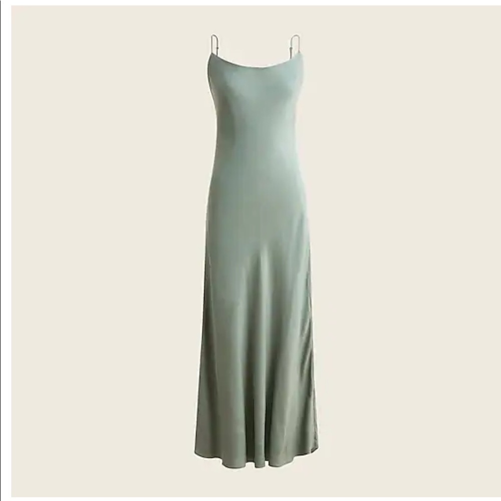 J.Crew Gwyneth cupro Slip Dress in Slate Green